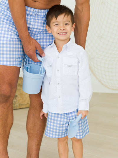RUGGEDBUTTS Boys Classic Gingham Swim Trunks - UPF 50+ Sun Protection Fashion Swim Trunks