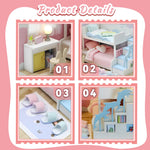 Kisoy Dollhouse Miniature with Furniture Kit, DIY 3D Wooden DIY House Kit A Corner of a Small Apartment Style with Dust Cover & LED,Handmade Tiny House Toys for Kids Adults Gift (Bedroom)