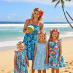 PATPAT Girls Summer Dress Set – Blue Tropical Leaf, Stripe Dress & Pink Ruffle Sundress, Soft Cotton for Daycare, Park & Travel, 4–5 Years