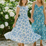 PATPAT Tween Dress for Girls Summer Maxi Long Casual Beach Big Girl Junior Cute Dresses Hawaiian Blue White Floral Size 12-13