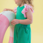 RuffleButts Girls Terry Cover-Up Romper - Bright Green, 2T