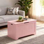 SUPER DEAL Storage Chest, 30 inches Chest Box Organizer with 2 Safety Hinges, Wooden Entryway Storage Bench, Pink