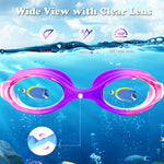 EWPJDK Kids Swim Goggles - 2 Pack Swimming Goggles Anti Fog Anti-UV No Leaking For Children Teens Boys & Girls Age 3-15 (Purple & Blue)