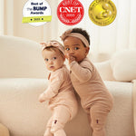 Momcozy Baby Pajamas Onesie for Boys & Girls, 0-24M, Temp-Sensing 2-Way Zipper Sleepers, Footed Rompers, 2-Pack for Newborns & Toddlers