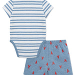 Little Me Clothes for Baby Boys' Lobster Short Set, Med Denim Heather, 12 Months
