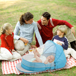 PGONEEE Baby Travel Bassinet Portable Bassinets, Foldable Carry Bag Bassinet Travel Crib for Baby Co-Sleeping, Lightweight Baby Lounger Pod Infant Bed with 2-1 Mosquito & Canopy (Blue)