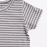 monica + andy Baby Short Sleeve Crewneck TShirt, 18-24 Months, Light Grey Stripe, 100% Organic Baby Clothes for Girls and Boys, Sustainable Super Soft Fabric, Sizes For Kids, Toddler, Newborn & Infant