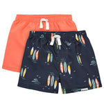 Gerber Baby Boys Toddler 2-Pack Swim Trunks, Orange Surf, 2T