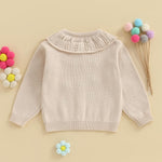 Toddler Baby Girl Cardigan Sweater Flowers Button Up Knitted Tops Infant Fall Winter Clothes