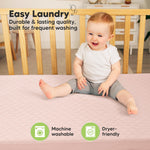 2-Pack Waterproof Crib Mattress Protector Cover Fitted - Quiet Baby Crib Mattress Pad Sheets, 52" x 28" Soft Quilted Cotton Baby Sheet, Machine Washable, Easy Fit, Durable (Cameo/Mavy)