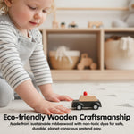 PlanToys® Police Car Wooden Montessori Vehicle Toy | Early Movement, Imagination and Practical Life Exploration | Eco Friendly Car for Indoor and Outdoor Play