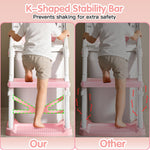 Vorykido Potty Training Seat, 2 in 1 Potty Training Toilet with Step Stool for Boys Girls, Toddler Toilet Seat with Stabilizer Crossbar, Anti-Slip Pads and Splash Guard, Pink