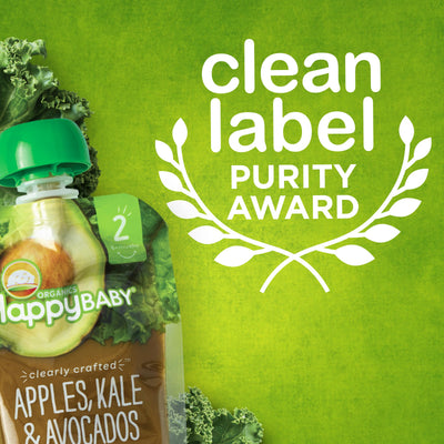 Happy Baby Organics Stage 2 Baby Food Pouches, Gluten Free, Vegan & Healthy Snack, Clearly Crafted Fruit & Veggie Puree, Apples, Sweet Potatoes & Granola, 4 Ounces (Pack of 16)
