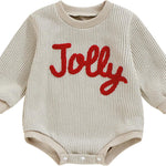 Baby Girl Boy Christmas Clothes Letter Print Sweatshirt Romper Infant Long Sleeve Bubble Romper Winter Outfit
