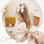 Doboi 8PCS Baby Girls Hair Clips Fable Hair Bows Cotton Linen Bows for Girls Hair Accessories for Baby Toddlers Kids （Includes Beige Cutout Hair Clip）