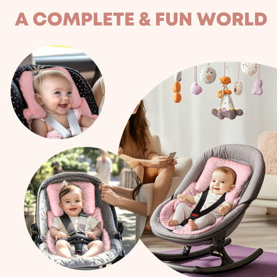 Infant Carseat Insert, 2-in-1 Reversible Baby Car Seat Cushion for Newborn Toddler Head & Body Support Car Seat Pad for Carseats, Strollers, Swings, Bouncers