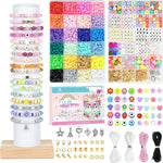 Dowsabel Clay Beads Bracelet Making Kit for Beginner, 5000 Pcs Preppy Polymer Clay Beads with Charms Kit for Jewelry Making, DIY Arts and Crafts Birthday Gifts Toys for Kids Age 6-13