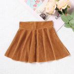 QinCiao Baby Toddler Girl Corduroy Pleated Skirt Mini Tutu Skirt Solid Color Slim Dress Yellow 18-24 Months