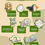 TINITIGIES Baby Play Gym Mat - Jungle Safari Activity Mat with 8 Detachable Toys for Sensory Development - Thick, Oversized, Washable and Non-Slip Bottom Playmat - Perfect Tummy Time Mat for Baby