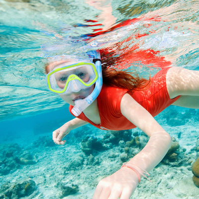 Kids Snorkel Set, Children Anti-Fog Diving Mask Swimming Goggles Full Dry Top Snorkel Equipment Snorkeling Packages Swimming Gear for Youth Boys Girls Age 5-10 (Blue Yellow)