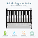 Dream On Me Carson Classic 3-in-1 Convertible Full-Size Baby Crib in Black, GreenGuard Gold & BSA, 4 Mattress Heights, Converts to Day & Toddler Bed, Locking Wheels, Classic Nursery Design