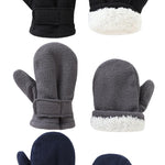 Baby Toddler Mittens Boys Girls Winter Outdoor Gloves Kids Easy-On Fleece Warm Mitterns Black Gray Navy 3 Pairs M（1-2 years）