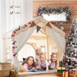 besrey Kids Tent, Kids Playhouse 2 in 1 with Padded Mat and Lights, Large Play Tent with 2 Doors & 4 Windows, Kids Play Tent Indoor & Outdoor, Christmas Toddler Tent for Kids, 51" x35" x 51"