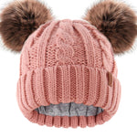 FURTALK Toddler Warm Winter Hat Kids Baby Knitted Soft Beanie with Double Faux Fur Pom Poms for Girls Boys