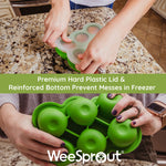 WeeSprout Silicone Baby Food Freezer Tray with Clip-on Lid - Perfect Storage Container for Homemade Baby Food, Vegetable & Fruit Purees, and Breast Milk (Matte Green, Six 3 Ounce Sections)