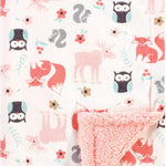 Hudson Baby Unisex Baby Plush Mink and Sherpa Blanket, Pink Floral, One Size