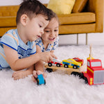 Melissa & Doug Magnetic Car Loader Wooden Toy Set With 4 Cars and 1 Semi-Trailer Truck