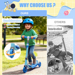 Kick Scooters for Kids 3-5 5-7 Years Age - Stable Handlebars Steer,Anti-Slip Deck,Height Adjustable Three Wheeled LED Lighted Up Toddler Scooter for Boy & Girl, Indoor Outdoor Kid Child Gift,Blue