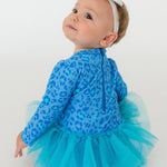 RuffleButts Baby Girls UPF 50+ Sun Protection Tulle Skirted Long Sleeve One Piece Rash Guard Swimsuit - by The Seaside, 12-18m