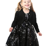 Lilax Baby Girls' Knit Long Sleeve Button Closure Bolero Cardigan Shrug 3-6 Months Black