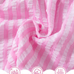 Vibebox Baby Girl Dresses 6-9 Months Ruffle Sleeveless Waist Bow Button Dress Gifts Infant Girls 9-12 Months Pink Stripes Summer Beach Garden Party Wedding Sundress Sets with Hat and Underwear
