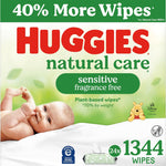 Huggies Natural Care Sensitive Baby Wipes, Unscented, Hypoallergenic, 99% Purified Water, 12 Flip-Top Packs (768 Wipes Total), Packaging May Vary