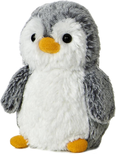 Aurora® Playful Pompom Penguin™ Mini Stuffed Animal - Vibrant Companions - Endless Fun - Gray 6 Inches
