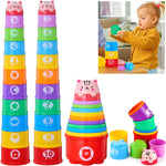 Wanonoo Stacking Cups Baby Toy Set, Nesting Stacking Toys for Toddlers 1-3 Montessori Toys for 1 Year Old Babies 6-12-18 Month Stackable Number Blocks Infant Sensory Bath Easter Basket Stuffers Gifts