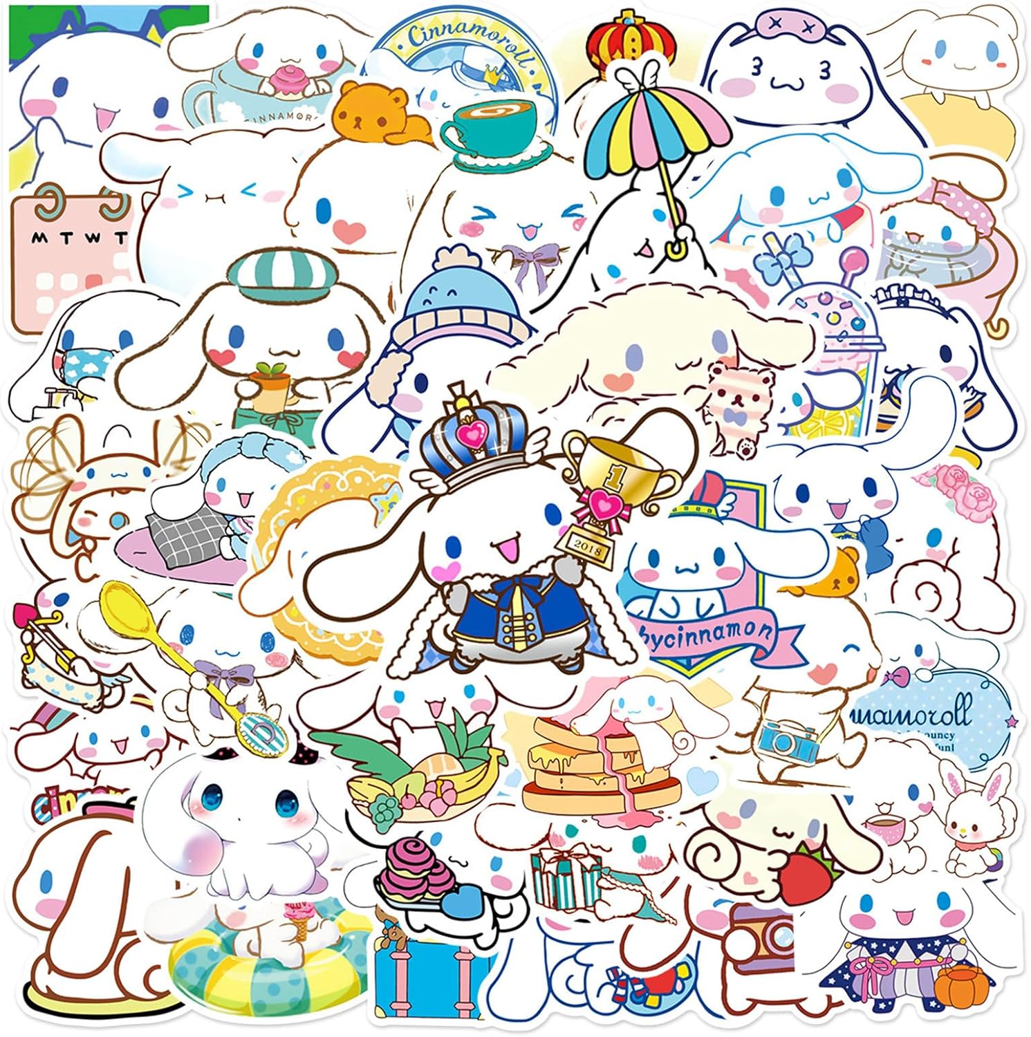 50Pcs Cartoon Hello Kitty Stickers for Kids, Cute Cat Stickers for Teen Girl Adult Water Bottle, Skateboard, Phone, Laptop, Bicycle, Travel Case, Guitar, Helmet (Kt)