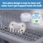 Dr. Brown's Advantage One-Piece Silicone Baby Pacifier, Fully Symmetrical Soother, Blue/Light Blue/Gray, 0-6m, BPA Free, 3 Pack
