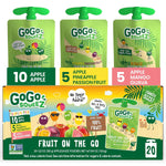 GoGo squeeZ Applesauce and Fruit Puree Variety Pack, Apple, Banana & Strawberry, 3.2 oz (Pack of 20), Unsweetened Fruit Snacks for Kids, Gluten Free, Nut Free and Dairy Free, BPA Free Pouches