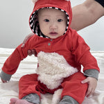 Noubeau Newborn Baby Girl Boy Halloween Cosplay Cartoon Clothes Fox Coat Fur Bodysuit Jumpsuit Hooded Playsuit Romper