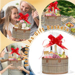 Baskets for Gifts Empty Set of 4, Bamboo Woven Gift Basket with Wrap Bags, Pull Bows, Raffia, Greeting Cards – Round Basket for Birthday, Shower, Housewarming