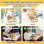 Wooden Busy Board with LED Light–Montessori Baby Learning Toys for Toddlers 1-4, Sensory Activity Board, Travel Toys & Educational Birthday / Christmas Music Gifts for 1+ Year Old Boy (Silver Handle)