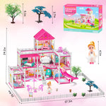 Princess'Castle House for Girls, Dollhouse Playset, 3-Story 8 Rooms Playhouse with 2 Dolls Toy Figures and Furniture & Accessories, Toy Gifts for Kids 3 4 5 6 7 8 9+ Year Old