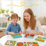 YUNCHY Wooden Puzzles for Toddlers 1-3, 6pcs Animal Jigsaw Puzzles for Toddlers, Montessori Educational Learning Toys for Kids Ages 1-4,Gifts for Boys Girls