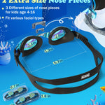 Aegend 2 Pack Kids Goggles, Swimming Goggles for Kids Age 4-16 Boys and Girls Youth, Anti-Fog Pool Goggles, Blue Black & Crisp Pink