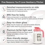 Breast Milk Pitcher with Leak Proof Pop Top Lid - Easy Pour Mason Jar Breastmilk Pitcher for Fridge – Glass Jug with Spout for Formula, Preparing Bottles, and Breast Milk Storage – Family-Owned Brand