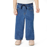 Amazon Essentials Baby Girls' Baby Girls and Toddlers' Soft Stretch Relaxed-Fit Wide Leg Jeans, Medium Blue Vintage, 18 Months