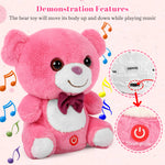 Monealpis Music Bear Toy with Recording Function - Plush Stuffed Animal Bear Toy with 10 Soothing Songs, Bear Toys Gift for 2+ Kids, Toddlers, Girls, Birthday, Christmas